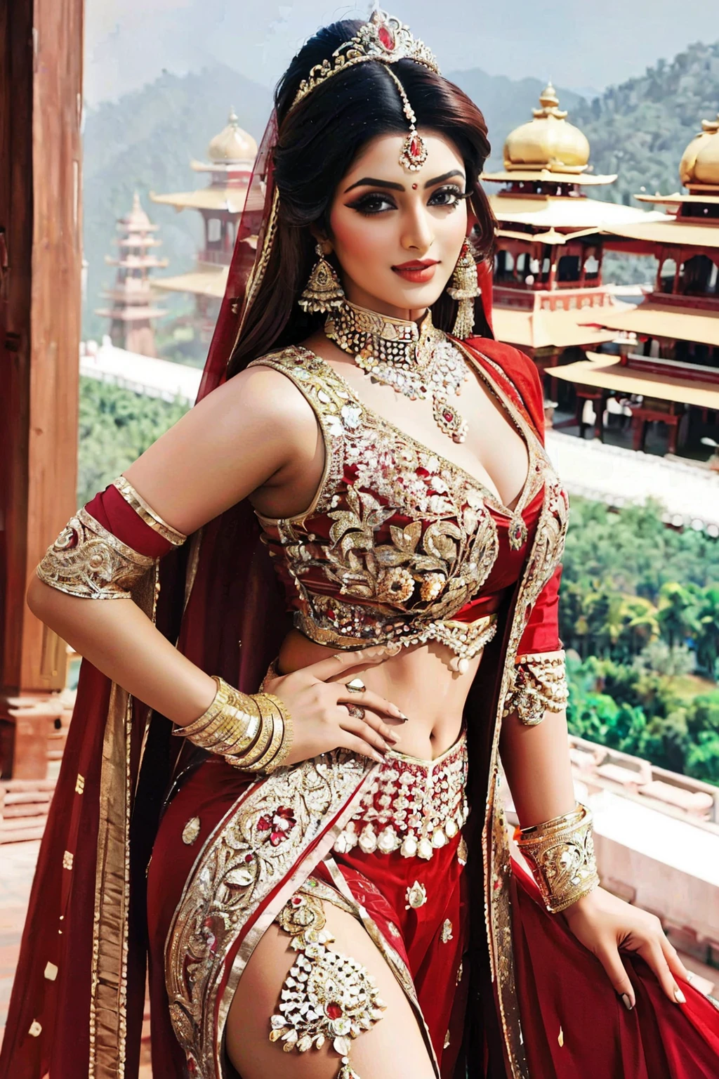 high quality, super sexy princess costume,large breasts, indian super model,in the heavenly Palace
