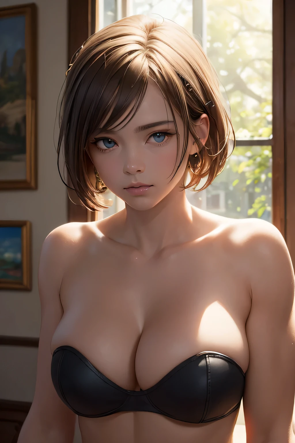 (highest quality,4K,8k,High resolution,masterpiece:1.2),Super detailed,Realistic,Portraiture,Portraiture Home,Skin Texture,Fine Lines,Delicate fingers,An elegant gesture,Warm lighting,Vibrant colors,Subtle shading,Soft Shadows,A sophisticated look,Impressionist style, Pause,Subtle tone,Exquisite detail,Glowing Skin,A gentle touch,Artistic lighting,sublime work of art,creative works,Vivid depiction,Craftsmanship with attention to detail,Rich color palette,emotional expression,Perfect balance,Artistic interpretation,Realistic texture,Dreamy atmosphere,Striking realism,Huge muscles