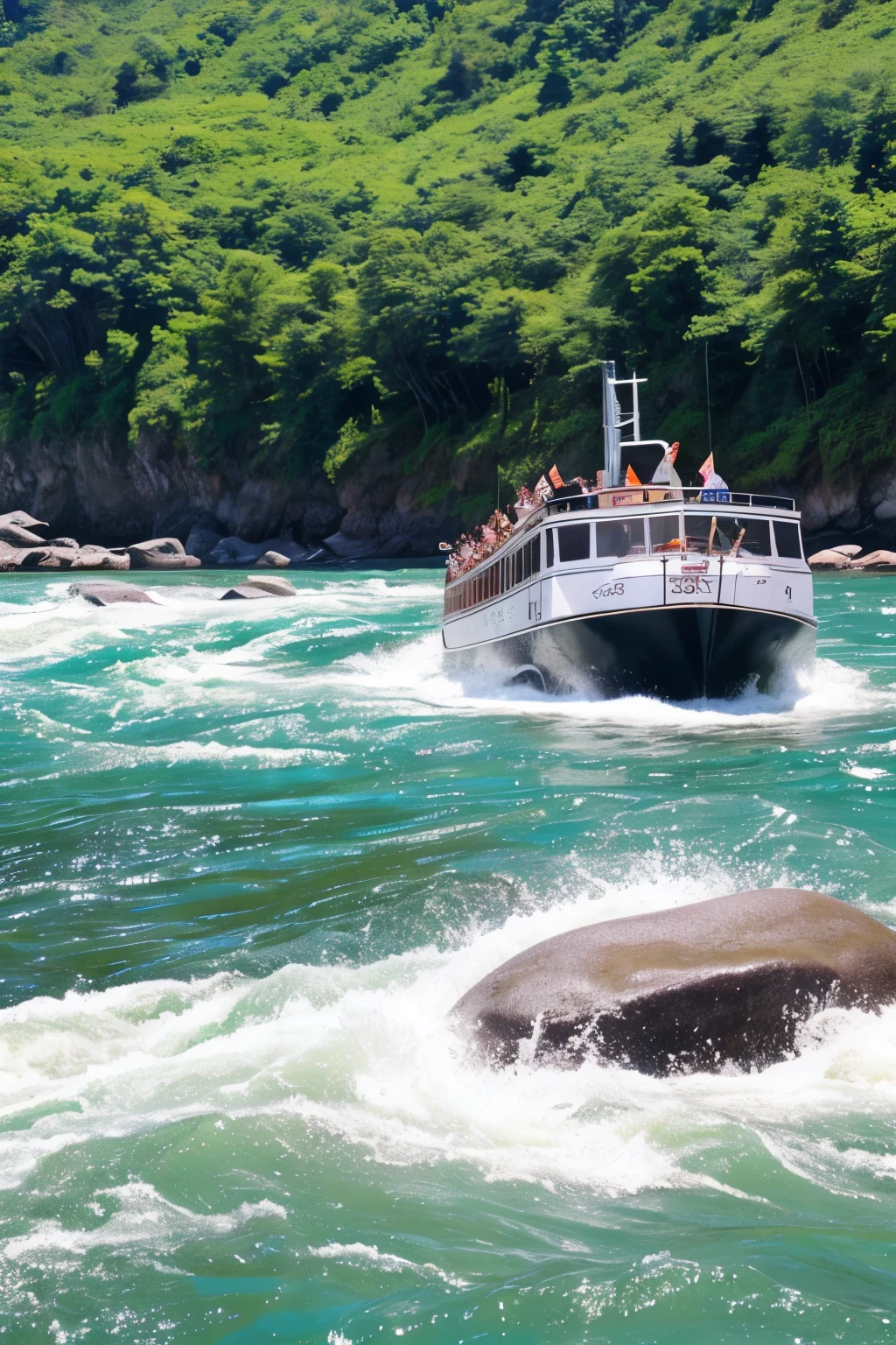 Hozugawa River Cruise」teeth、This is a tourist activity where you can enjoy the beautiful scenery dotted with rapids and huge rocks.。秋teeth紅葉、、Close-up、Splash。