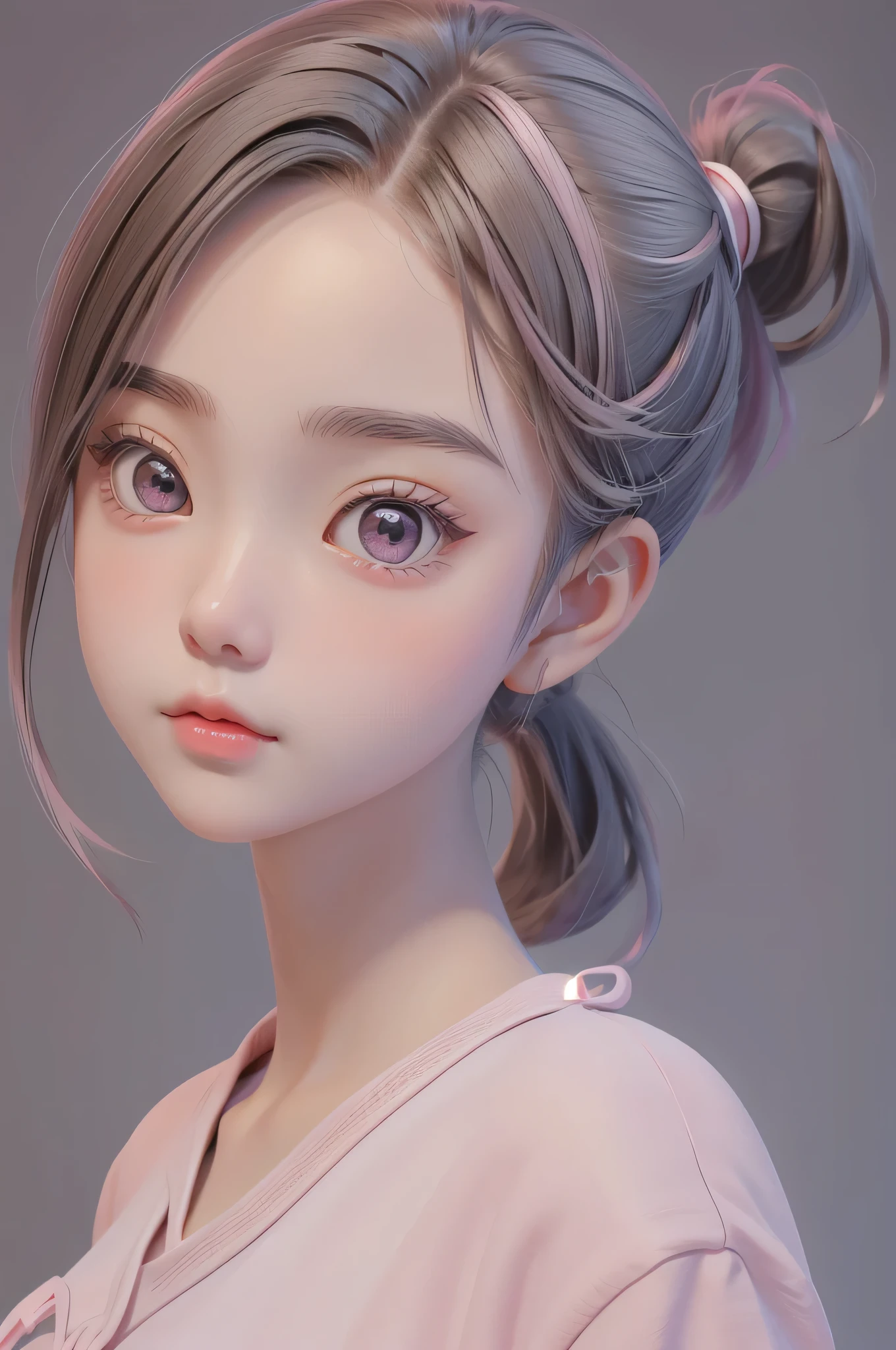 One girl, 15-year-old girl, Very cute face, Short brown hair, Big eyes, Grey Eyes, Sharp features, White skin, Pink Lips, ponytail, Sailor suit, Symmetrical eyes, Face facing straight ahead, View Viewer, Face close-up