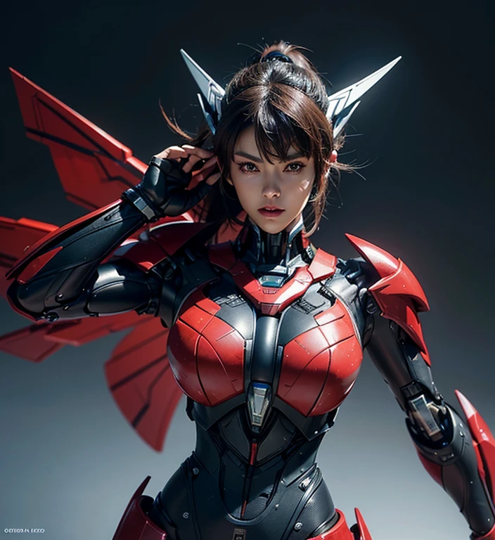 Textured skin, Super Detail, high details, High quality, Best Quality, hight resolution, 1080p, hard disk, Beautiful,(Windblade),beautiful cyborg woman,Mecha Cyborg Girl,Battle Mode,Girl with a Mecha Body,She wears a futuristic Transformers mech,Fulll body Shot,A powerful cyborg woman, sleek and futuristic, with advanced mechanical augmentations that enhance her strength and capabilities.