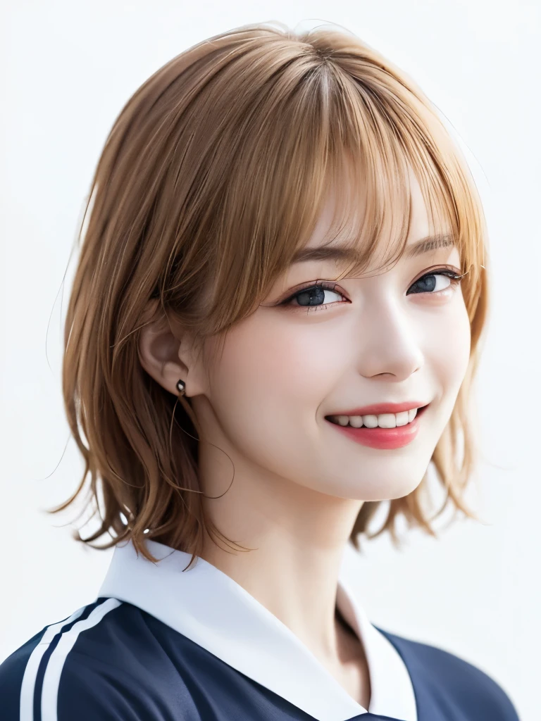 (highest quality、8k、32k、masterpiece)、(Realistic)、(Realistic:1.2)、(High resolution)、Very detailed、Very beautiful face and eyes、1 girl、Round and small face、Tight waist、Delicate body、(close、highest quality、Attention to detail、Rich skin detail)、(highest quality、8k、Oil paints:1.2)、(Realistic、Realistic:1.37)、Bright colors、(((blonde)))、(((Upper Body Shot)))、(((Medium Hair)))、(((White wall background)))、(((Laughter)))、(((blonde)))、(((Soccer uniforms)))、(((黒とピンクのSoccer uniforms)))