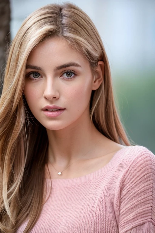 Mujer rubia de cara perfecta ,con senos enormes y pezones rosados