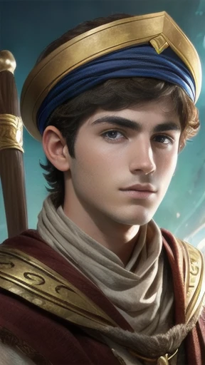 a young sorcerer Judaean focus on the face.