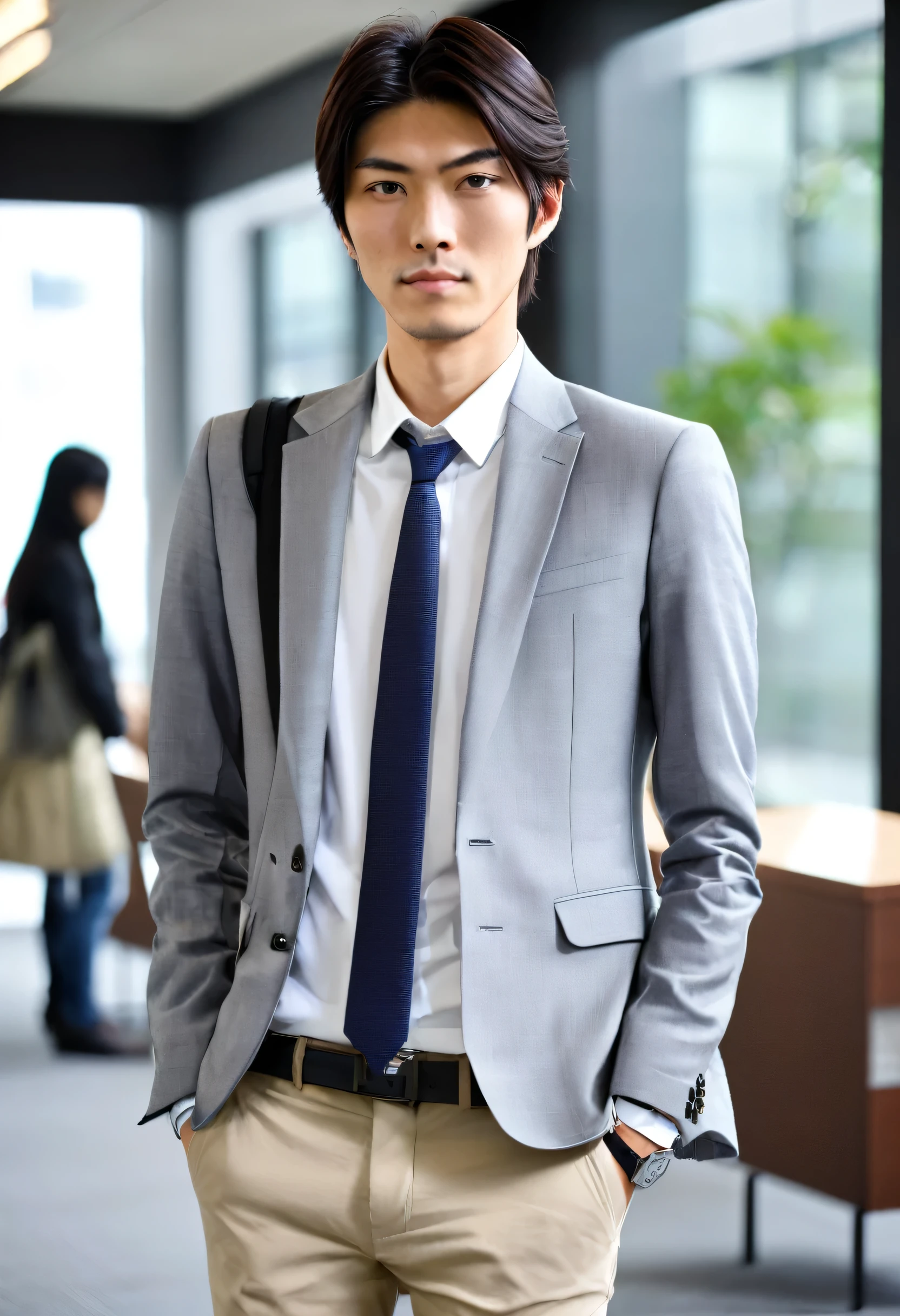 25-year-old Japanese male, 180cm tall, but sturdy, CEO of an IT company, dressed casually