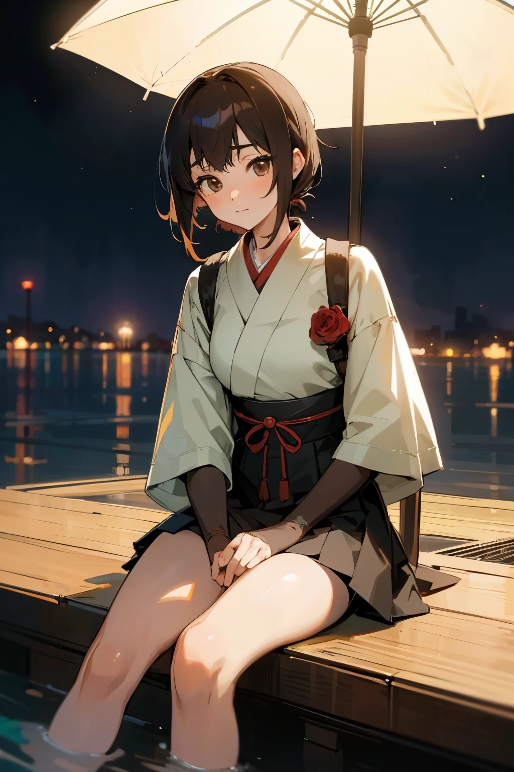 (High resolution) • Detailed Anime Girl • 1 Korean Individual • Modest Smile • Brown Eyes Shimmer • Thin Jacket Delicately Covering a Swimsuit • Cute Form • Kyuuto (Japanese for Kawaii) • A Cat Huddled Comfortably on My Lap • Knee-length Shorts
(High resolution) • Hyper-realistic drawing • Best quality rendering • 1 young woman • Wearing a fashionable mini skirt • A handsome gentleman offers her a rose • Tall and confident stance • Hands casually placed in his pockets • Mysterious and alluring expressions • Nighttime cityscape in the background• The streetlight