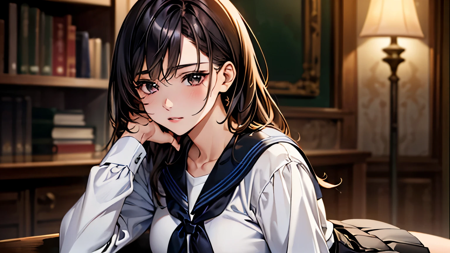 (masterpiece:1.3, highest quality, Ultra-high resolution, Very detailed), (Realistic, photoRealistic:1.4), Beautiful illustrations, Perfect lighting, Natural light, colorful, Written boundary depth,
Beautiful detailsまでこだわった髪, Beautifully detailed face, Beautiful details, Beautiful clavicle, Beautiful body, Beautiful breasts, Beautiful thighs, Beautiful legs, Beautiful fingers, Bookを持っている,
Show Viewer, (Face Focus, Upper Body), 1 girl, 日Book語, high school girl, Perfect Face, (Perfect Anatomy, Anatomically correct), Cute and symmetrical face, , , Shiny skin, whole body,
(Long Hair:1.4, Straight hair:1.7, Light brown hair,), Long eyelashes, (Mid-chest:1.6, Tight ass, Captivating thighs), thin,
(((Long sleeve white shirt, Sailor suit:1.4, black skinny mini skirt:1.4, ), My thighs are shiny, Pink perspective, Very sexy, Total, Captivating thighs)),
(Beautiful views), School, Stubborn, Roll up the skirt yourself, , Bookを読んでいる,Bookを持っている,whole body,one person,Sitting,Book,Bookを読んでいる