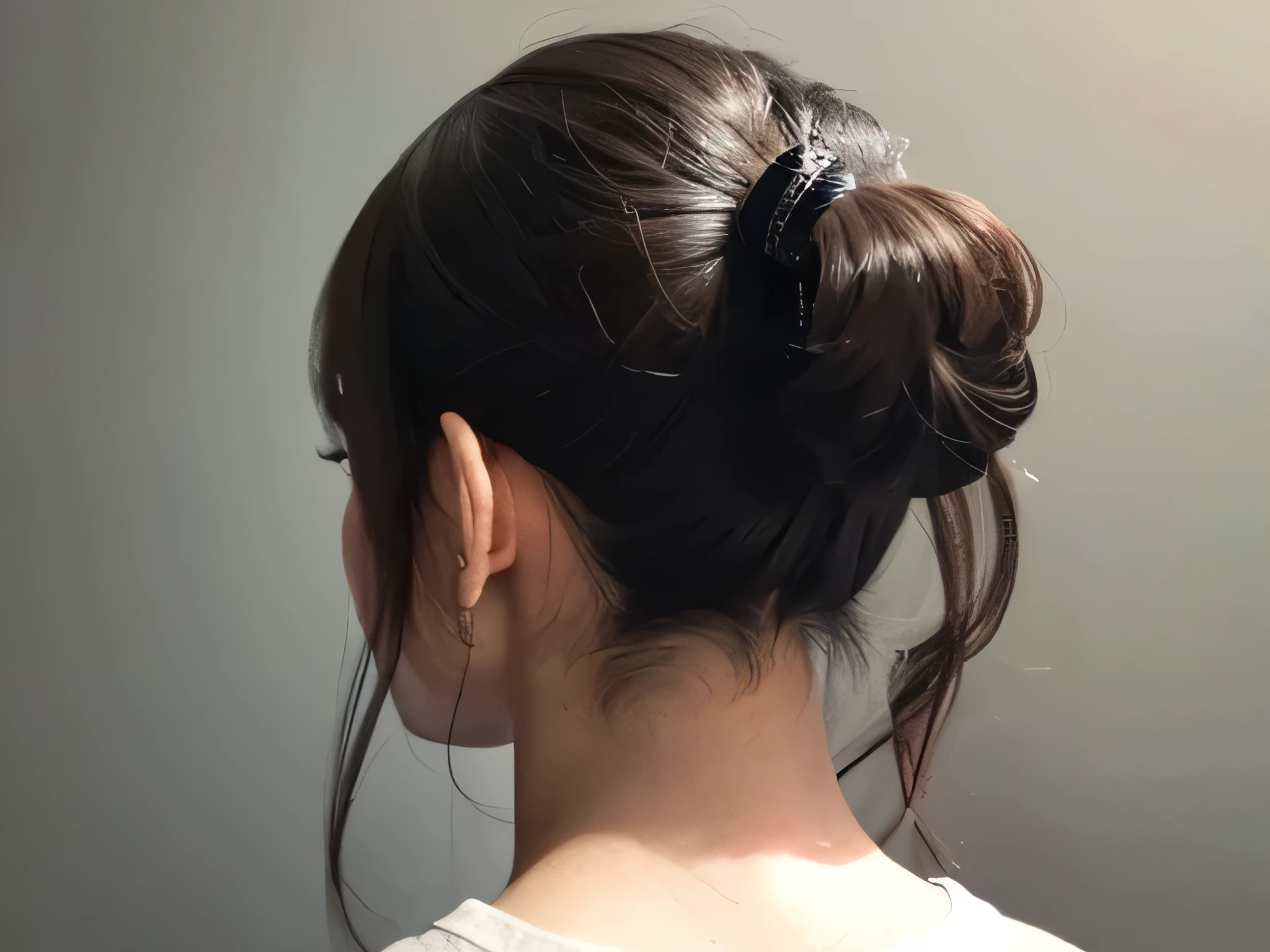 A girl with a ponytail facing backwards