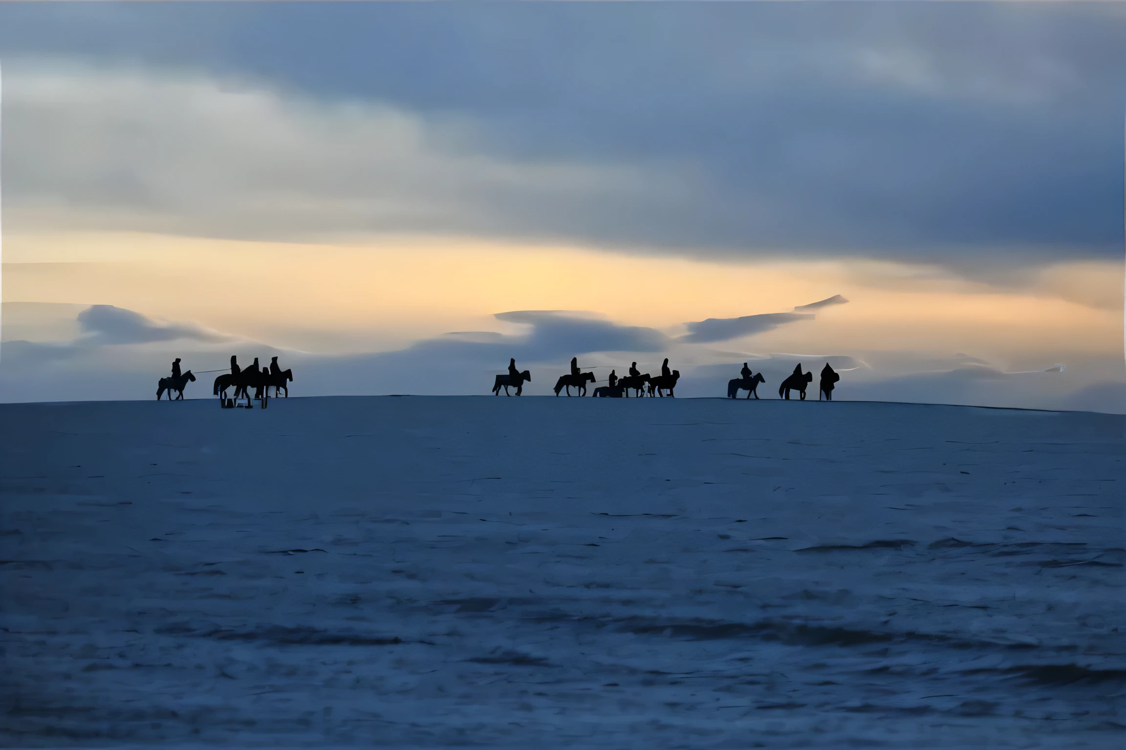 Horses on the lake shore，Horses on the lake shore