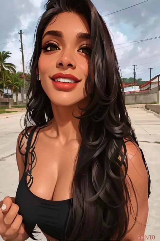 (1 garota), seios grandes, bronzeado, moist skin, Pele suada, cabelo loiro ondulado, camiseta punk, garota punk, Muscles, abdomen, olhos brilhantes