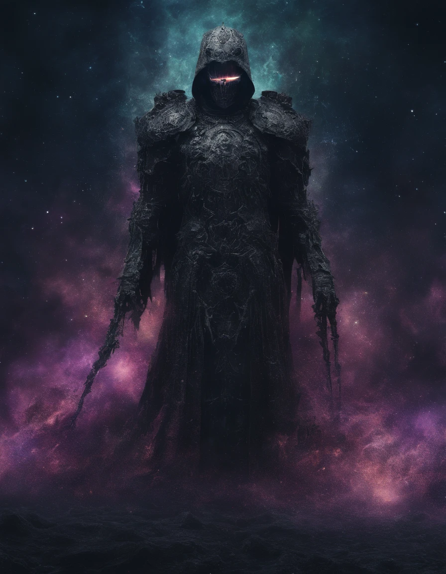 The Fallen Cosmic Knight, Cosmic ash, Odd, scary, Very bright colors, light particles, With bright light, Archive, Art wallpaper, UHD wallpaper, technician, complex