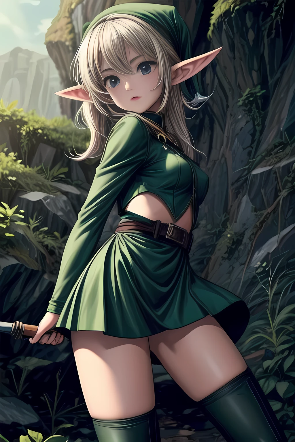 Elf in tight combat uniform