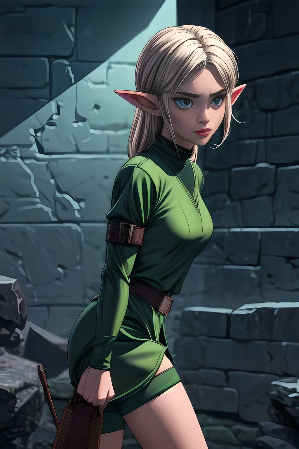 Elf in tight combat uniform