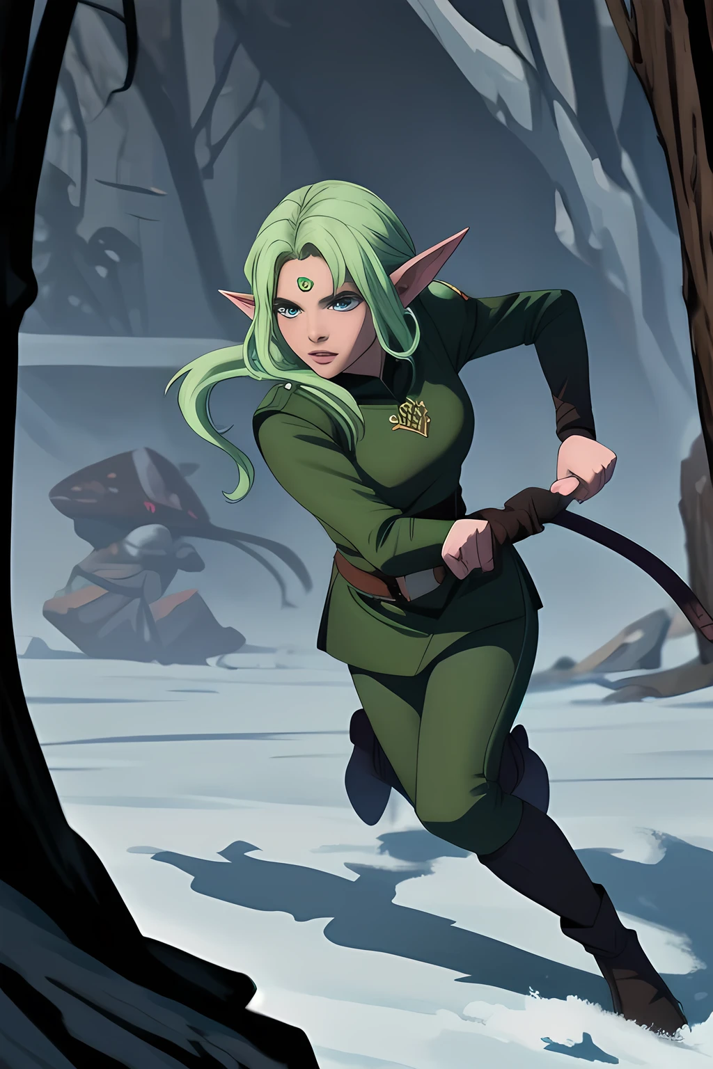 Elf in tight combat uniform