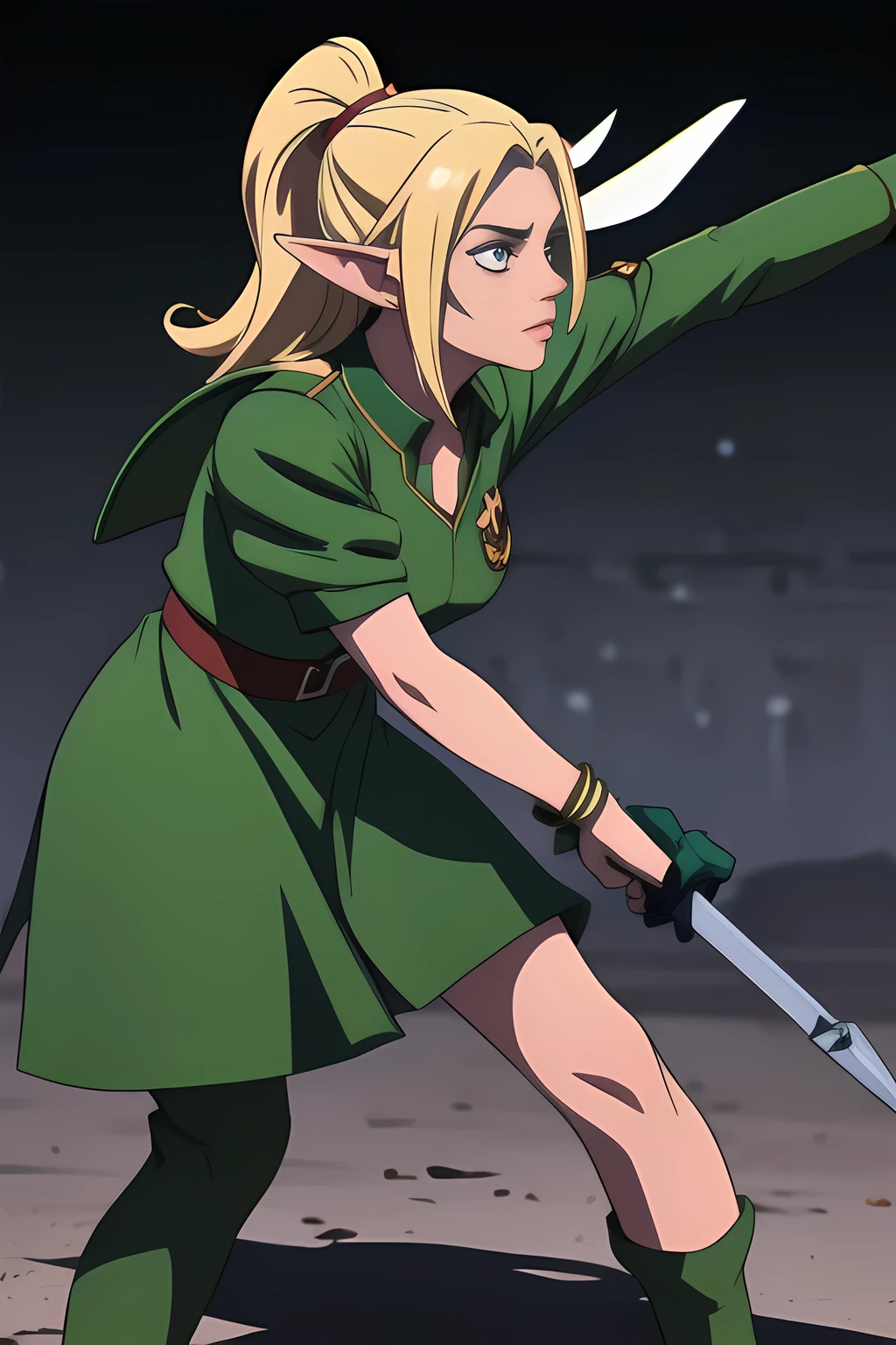 Elf in tight combat uniform