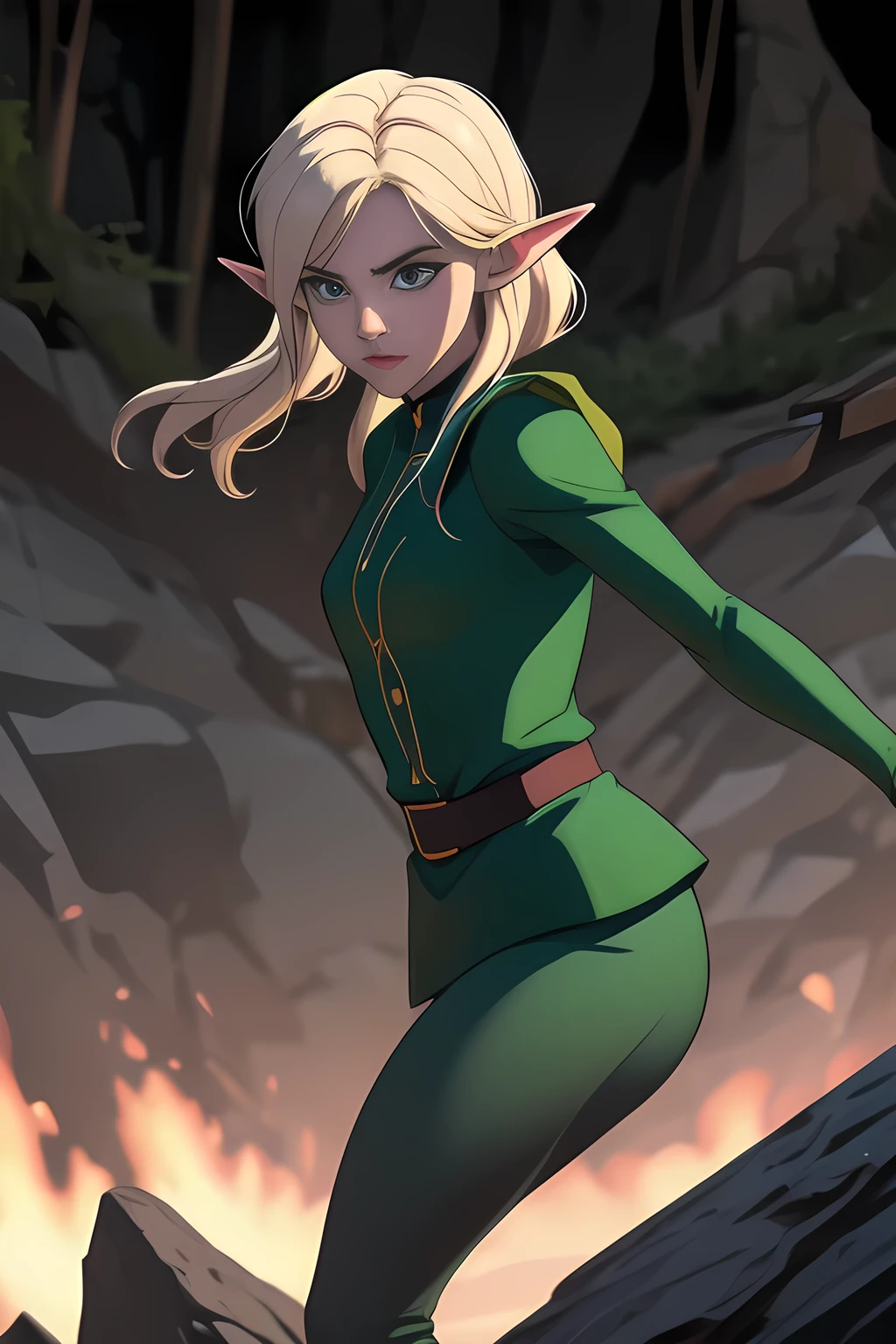 Elf in tight combat uniform