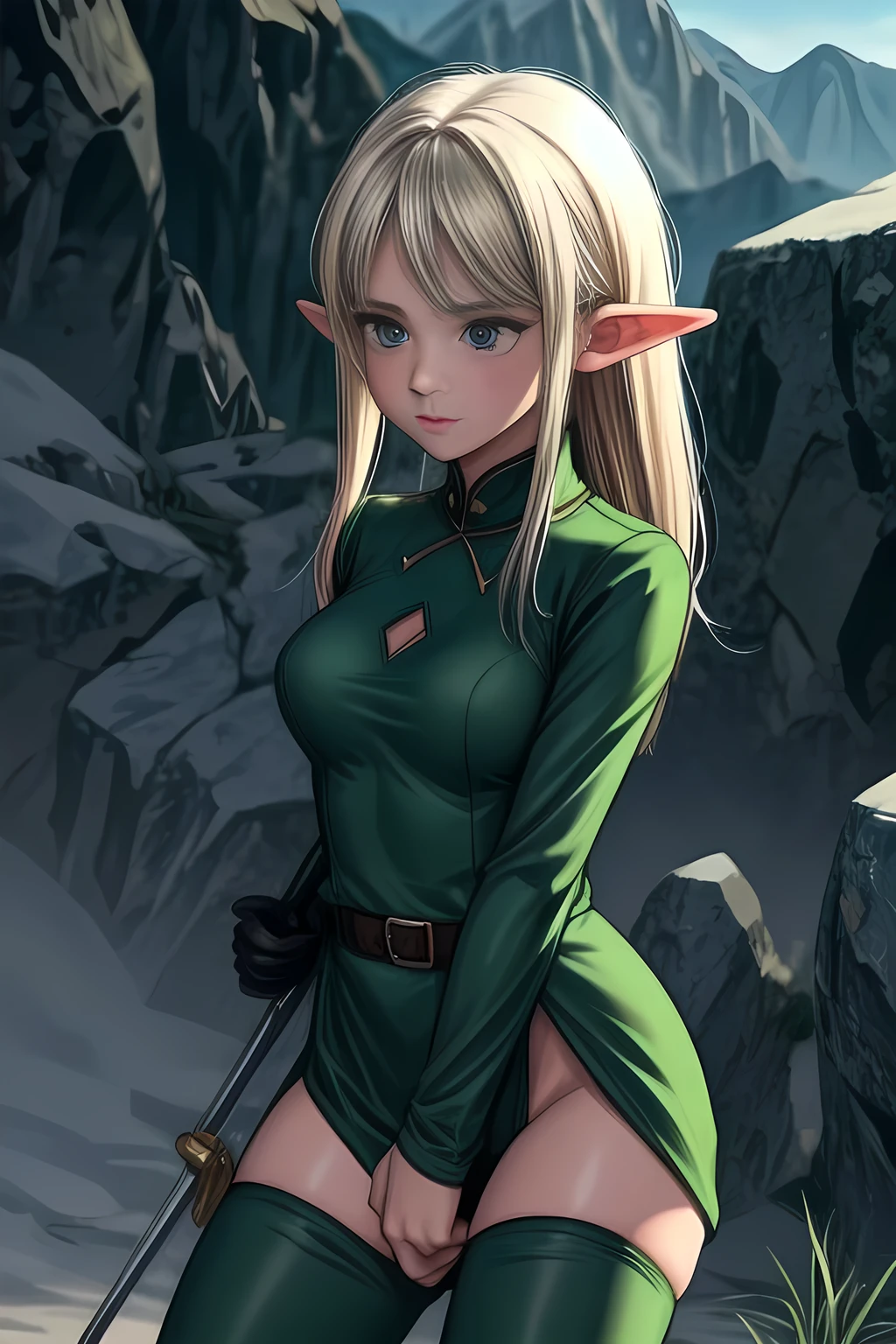 Elf in tight combat uniform