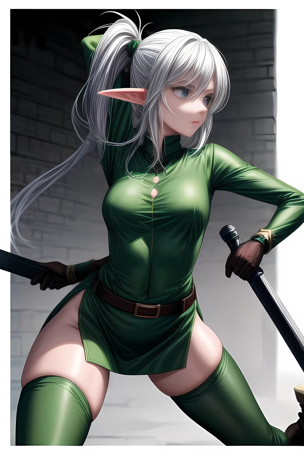 Elf in tight combat uniform