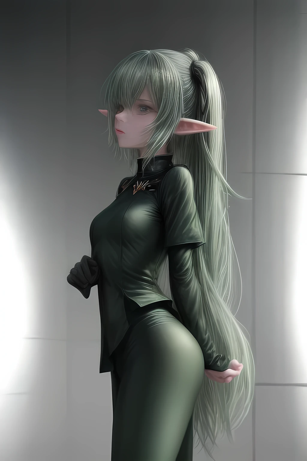 Elf in tight combat uniform