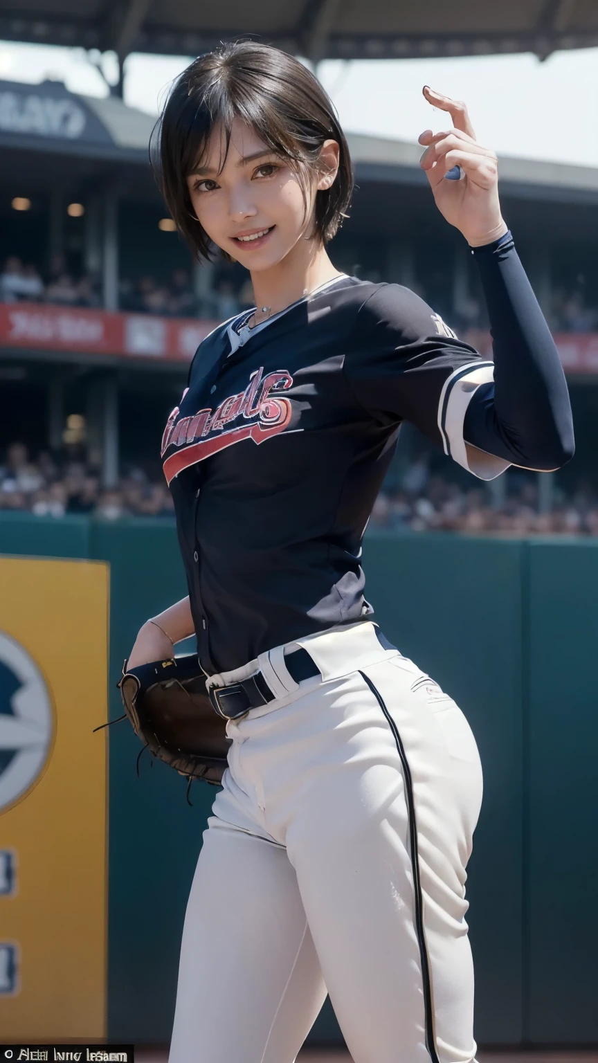 (Clothing:2.0, Baseball Uniforms:2.0), (baseball Ground:1.5), (Wet:1.5), ((A grin:1.2, short hair:1.2, slender:1.5, Small Ass:1.5)), ((Japanese, 1 Girl, 18-year-old, 7 heads, Ideal body proportions, Black Hair, With bangs, Small breasts, Erect nipples, slender, Small Ass, Beautiful feet, Skinny Legs)), Surrealism, Cinematic Lighting, Depth of written boundary, First Person View, Boobs F/1.8, 135mm, Ticker, Mastepiece, Curate, ((Anatomically correct:1.3)), Textured skin, Super Detail, High detail, High quality, Awards, Best Quality, High resolution, 8K