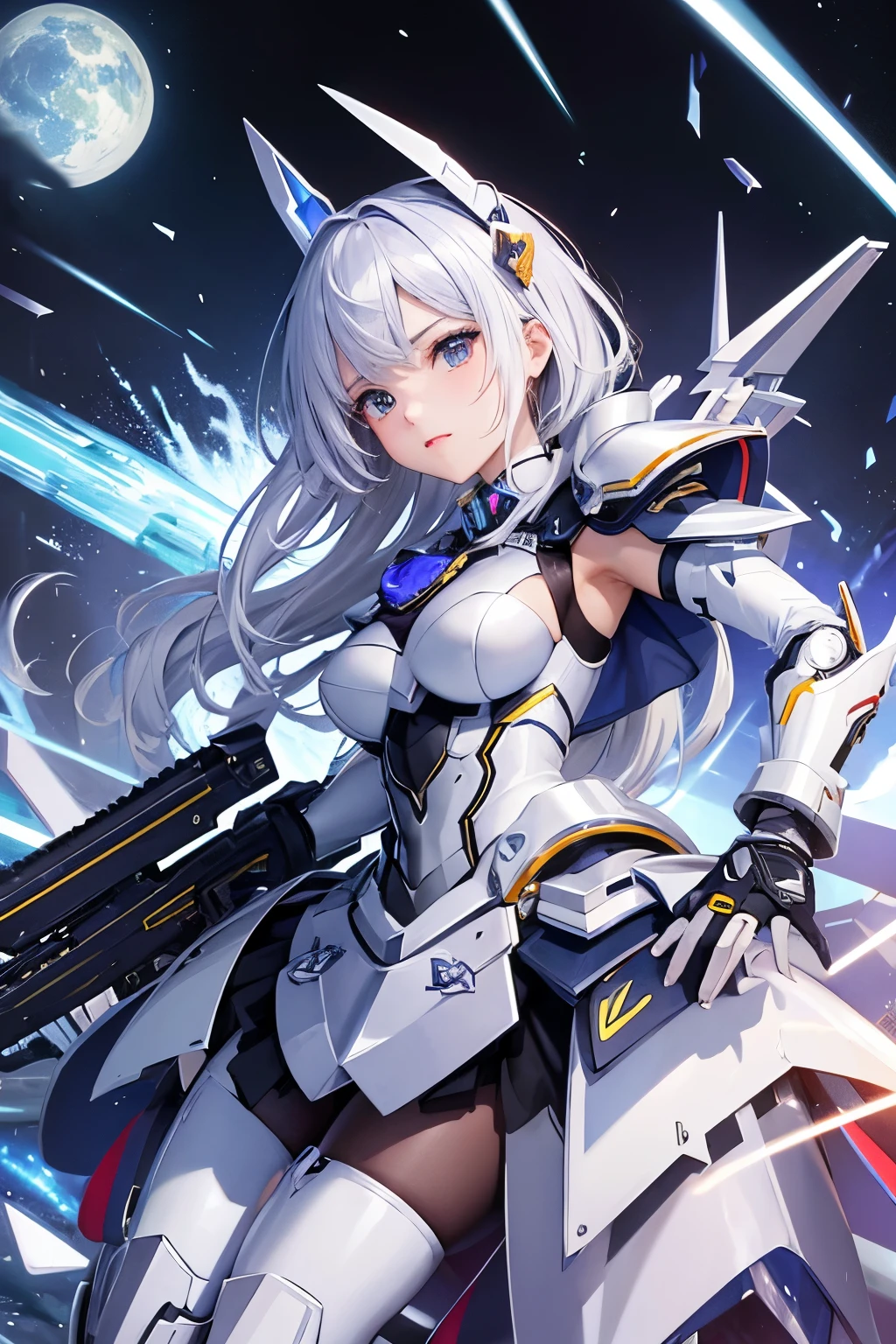 (((highest quality、first-class、masterpiece、8k、Ultra-precision、Normal hand、Normal finger、Highest)))、Cybuster、Magic Machine God、疾風烈風Cybuster、風のMagic Machine God、White armor、Sharp Armor、Silver Robot、Magic Machine GodCybuster、Super Robot、Mechanical weapons