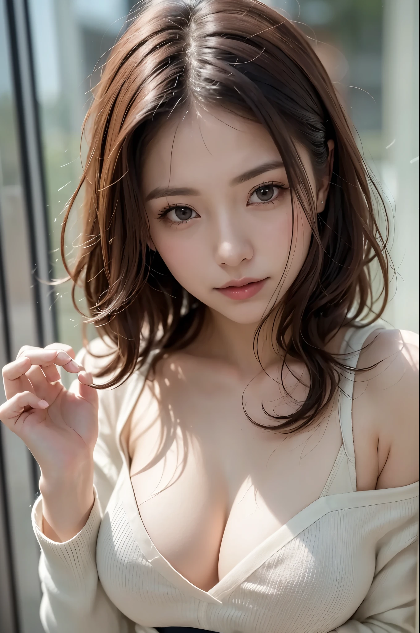 ulzzang-6500-v1.1,  (RAW Photos:1.2), (Photorealistic), (See through:1.3), (Genuine: 1.4),  ((One Woman))、Amazingly beautiful Japanese girl、Amazingly beautiful Japanese girl、Very beautiful shiny hair、、height　154cm、Became a slime、small、A smile of shame、 (Oversized tunic sweater : 1.3), Show me your shoulders、clavicle、(smallパンティーを履いてください)、(Ultra-realistic pantyhose:1.3)、(Full Body Shot:1.2), While opening the door、Japanese Model, Japanese Girl, Gorgeous Chinese Model, A neat and clean Japanese woman, Japanese Goddess, RAW Photos, (In 8K、highest quality、masterpiece:1.2)、(Intricate details:1.4)、(Photorealistic:1.4)、Octane Rendering、Highly detailed and intricate 3D rendering, Soft studio light,  Crisp details, Super detailed, Realistic skin texture, Surface Details, Beautiful eyes in every detail, Highly detailed CG Unity 16k wallpaper, Compensate, (Detailed Background:1.2),　Shiny skin、Exposed thighs!!!、(Random Porn Poses), Natural Skin Shader, Volumetric, Warm shades beneath her skin,