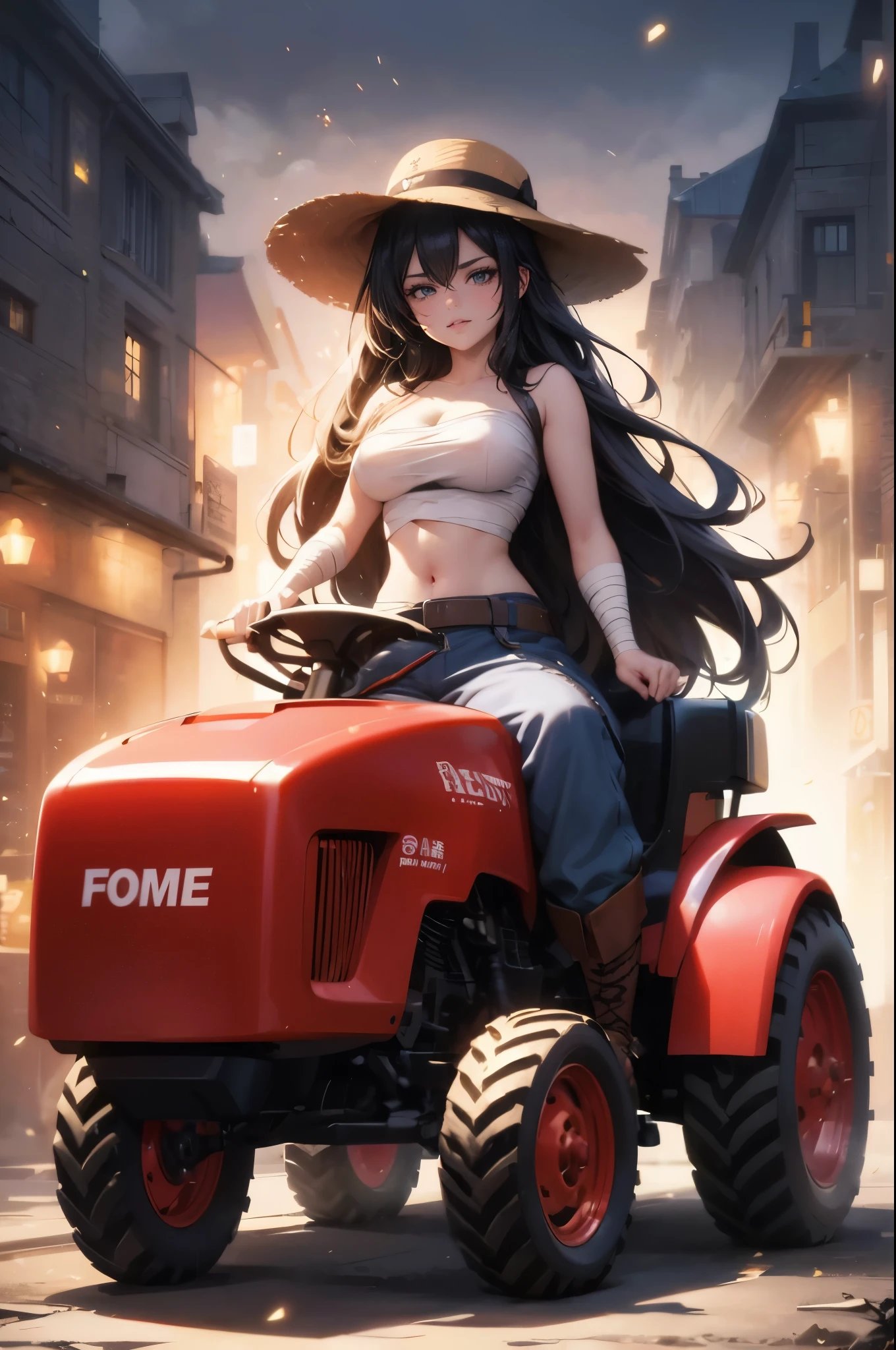 A (speeding) motorcycle the city at high speed,(slow motion:1.3),(Motion blur:1.3),(speed lines:1.4),sense of speed,anime art,huge busty,massive upperbody style down blouse fashion middle age adult bad lady,middle age tall bad lady,wild,(bad face:1.1),black leather suit,parted lips,rainbow color dragon tatoo,Sparks and smoke coming out of tires,beautiful Illustration,High resolution,8K, Very detailed,Best Illustration,Best Quality,ultra-detailliert,masterpiece,harley dvidson&mallrboro man