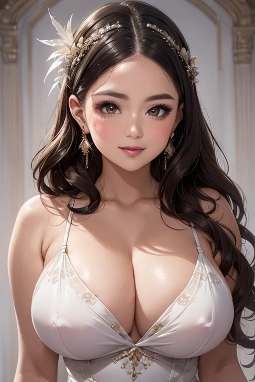 araffe woman in a white dress posing for a picture, wearing a cute white dress, curvy model, dressed in a beautiful white, wearing a wet white short dress, curvy hourglass figure, sexy dress, wearing white dress, thicc, beautiful full body shot, soft curvy shape, a beautiful woman in white, in a dress, bbw、araffe woman in a white dress posing for a picture, wearing a cute white dress, curvy model, dressed in a beautiful white, wearing a wet white short dress, curvy hourglass figure, sexy dress, wearing white dress, thicc, beautiful full body shot, soft curvy shape, a beautiful woman in white, in a dress, Mature Woman, Looking at the audience, Attractive breasts,Sensual curves、bubble、Full Body Shot,Nightgown, Charming smile, Thick lips, plump lips, blush, Looking at the audience, Provocative expression, Beautiful Hairstyles, Cleavage, plump、Curvy Hips、Attractive face、Mischievous face、Sexy Lingerie、An inviting gaze、Expressing emotions、colored feather, Money Decoration, particle, Light, (masterpiece, highest quality, highest quality, Official Art, beautifully、aesthetic:1.2), (1 girl:1.3), Very detailed,(Fractal Art:1.1),(colorful:1.1)(Flowers:1.3),Most detailed, (Dynamic pose), (Shiny skin), (Many colors :1.4), ,(Earrings:1.4), (feather:1.4),masterpiece,Mr.々Hair style,Money Headband,Tulle covers the chest,Perfect balance, Detailed details of the garment,marble,cinematicLighting, Film Grain, contrast of Light and dark,High detail,(((Gorgeous Accessories))))、Openwork decoration,(((See-through dress)))、(((Anatomically correct body))) ,1 girl, (High resolution), (8k), (Very detailed), Perfect Face, Beautiful eyes and face, (((highest quality))), (Very detailed), Detailed face and eyes, Beautiful Eyes,(((Sexy pose))),Beautiful Eyes、Transparent double eyelids、(((Super gorgeous background)))、Bright Eyes,M