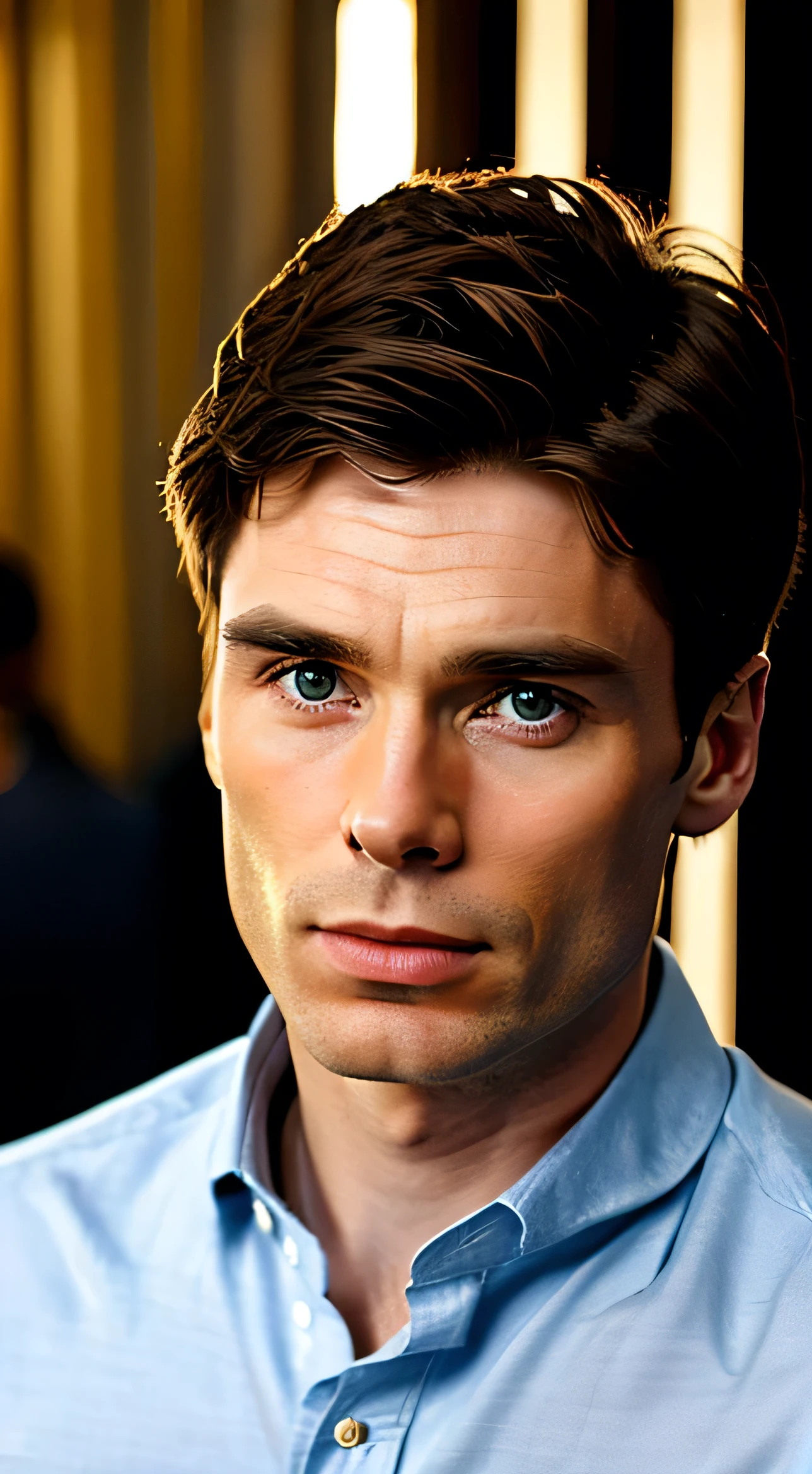 Younger version of an actor Cillian Murphy, detailed face, detailed representation of the face, wearing beautiful outfit, facing audience, random posing, light background, colorful background, best image, high quality, whole body shot , wearing shirt