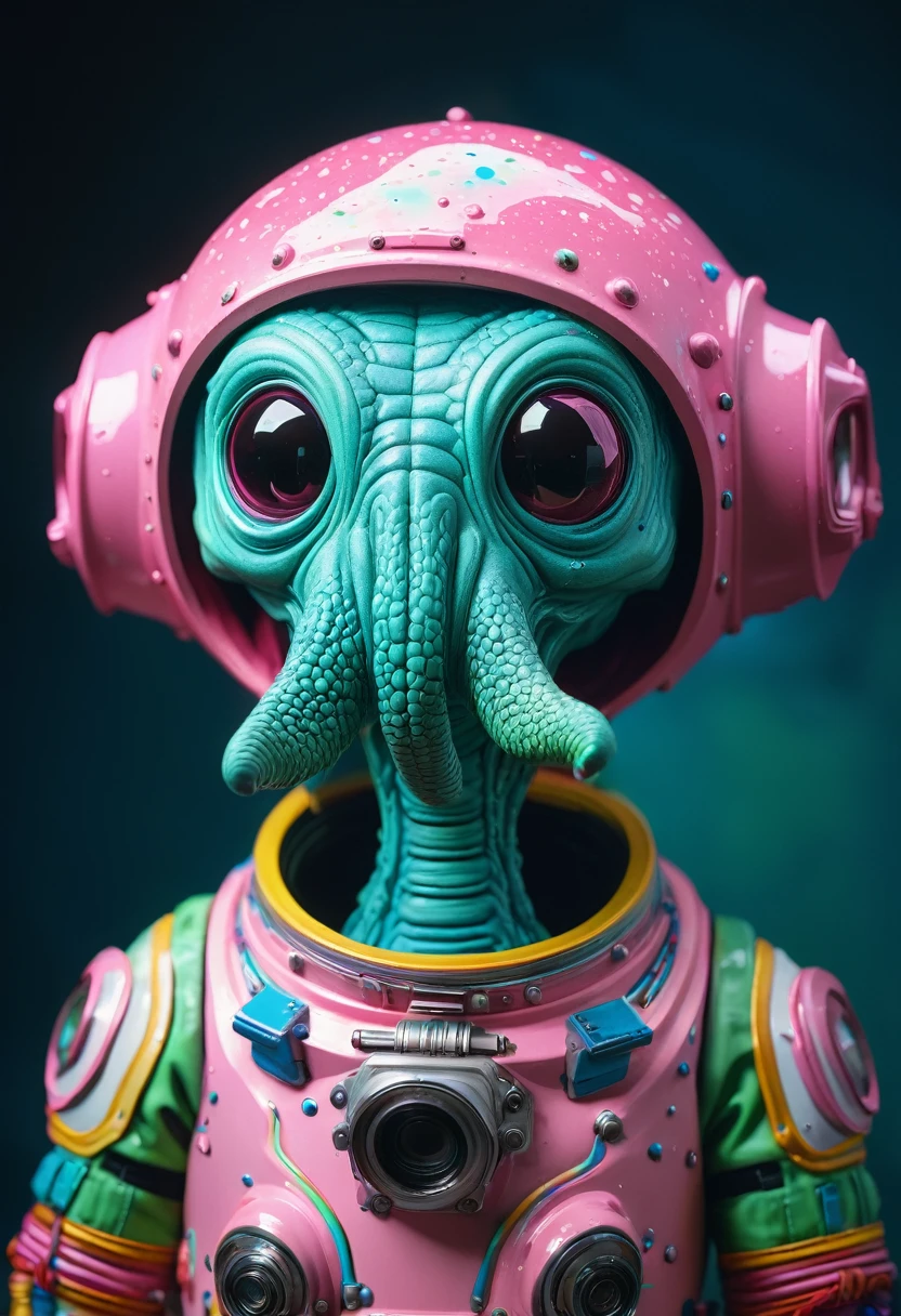 8K, ARTISTIC photogrAphy, best quAlity, mAsterpiece: 1.2), A (potrAit:1.2) Don Bluth Style ASTRONAUT Cthulhu pink Toon Doll, full body RAW candid cinema, cyan hair, 16mm, color graded portra 400 film, remarkable color, ultra realistic, sad admosphere, dark lighting, oppressive atmosphere, depressive colors, kodak portra 400, photograph,r, Natural Light, Pinhead lighgts, blur reflection, Brush Strokes, Smooth, abstract, Splatter, Oil On Canvas, rainbow colors, fractal isometrics details bioluminescens : a stunning realistic photograph of wet bone structure, 3d render, octane render, intricately detailed, titanium decorative headdress, cinematic, trending on artstation | Isometric | Centered