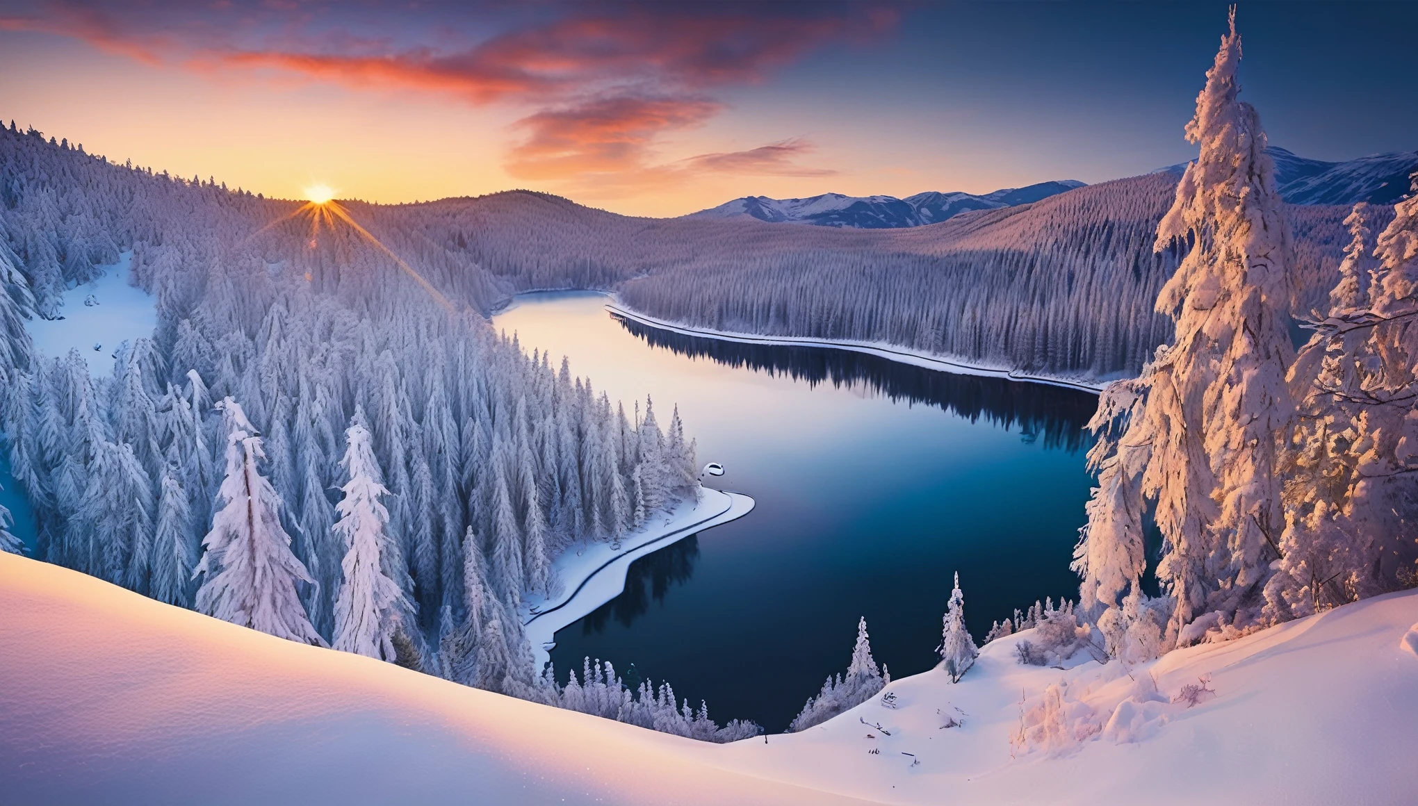 Take a journey to see breathtaking winter scenery from above. In each photo、It captures the serene beauty of a snowy landscape and a captivating sky.。. Explore nature&#39;s art during this magical season, Each image tells a unique story of winter silence