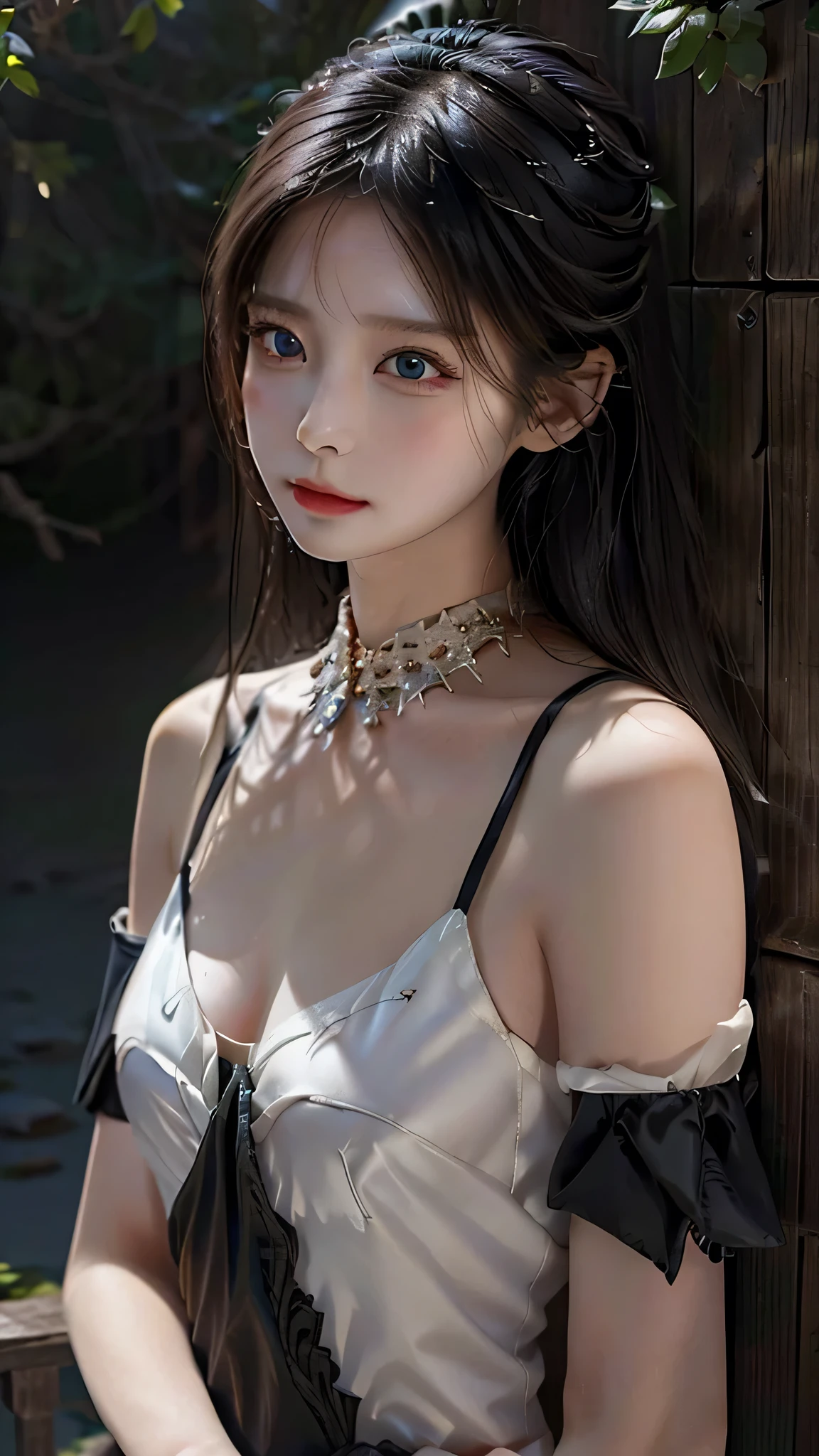 (Photorealistic), (Unbeatable masterpiece, side-lighting, fine detailed beautiful eyes: 1.2), (detailed background ancient kingdom), 1 female, ultra realistic 8k cg, Perfect artwork,Upper body, shiny long black hair, Glossy glossy skin, Realistic, 3D face, modest clothing, perfect women figure, Narrow waist, luxury goods, Courtesan, cheerful big breasts, attractive cleavage, Ai Hoshino,huge tit,Wearing a jade crown on his head
