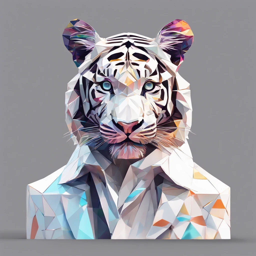 Perfect alignment, Cute little tiger wearing a jacket，crystal vases, Wearing sunglasses, cheerfulness, Standing position, Abstract beauty, Centered, Looking at the camera, Facing the camera, nearing perfection, Dynamic, Highly detailed, smooth, Sharp focus, 8K, high definition resolution, illustration, Art by Carne Griffiths and Wadim Kashin, White background