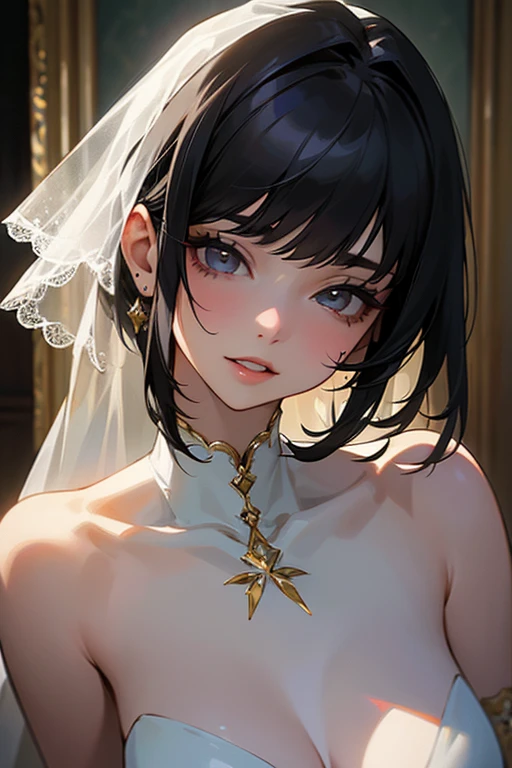 (Photorealsitic:1.4), (​masterpiece, side lights, Exquisite beautiful eyes: 1.2), ​masterpiece*portlate, realisitic, 3D 顔, Luminous Eyes, Shiny hair, Glossy skin, 独奏, embarrassed from, (hason),Naked portrait、Upper body portrait、（small tits）、