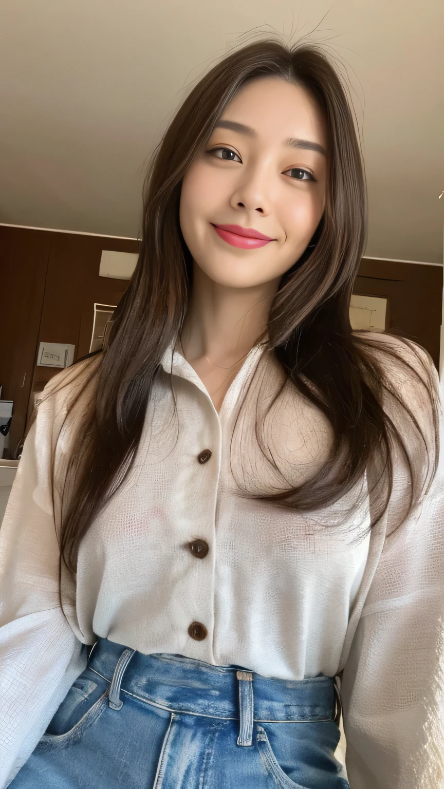 seed:2020674263.((Full body angle:1.1)).((highest quality, 8K, masterpiece:1.3)), ((from below:1.1)).concentrated:1.2, Perfect body beauty:1.4, Hips:1.2, ((Delicate Hair)), (Colorful button-through crop shirt :1.1) , ((highest quality、8K、masterpiece:1.3))、1 Girl、A sloppy smile、Esbian all over、Slim face、Big Boobs、Beautiful woman、(Dark Brown Hair)、Long Hair、1.1、Flickering Valley、Detailed eyes、double eyelid、Blurred Background、超Slim face、Smile、Looking down、stroll、