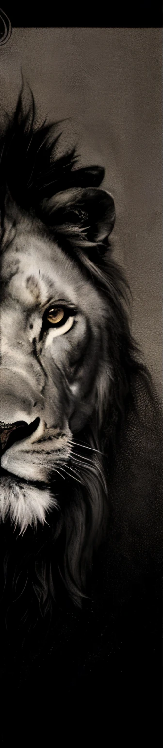 A majestically fierce and stoic lion, its half-face portrayed in intricate, detailed lines like etching in a fine piece of art. The image, likely a pencil drawing, captures the raw power and regal presence of the king of the jungle. Every stroke of the artist's hand brings out the majestic features of the lion's mane, the intensity in its gaze, and the strength in its expression. The meticulous attention to detail and the skillful execution elevate this black and white rendering to a masterpiece of realism, evoking a sense of awe and admiration in the viewer.