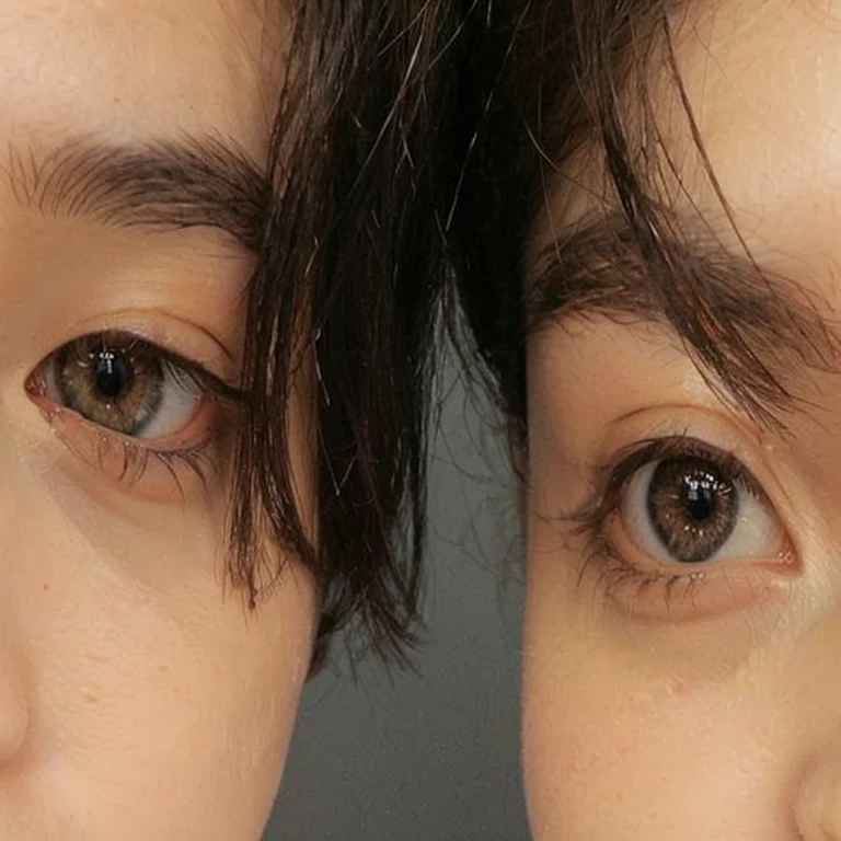 there are two asian men with brown eyes and one of them has a tie, pupilas cortadas, two identical symmetrical eyes, symmetrical round detailed eyes!!, your eyes seem wise, olhos de tsurime, alunos detalhados, identical eyes, olhos castanhos precisos, Eyes looking at the camera, small, sharp pupils, The eyes are big, large eyes with visible pupils, dois olhos perfeitos