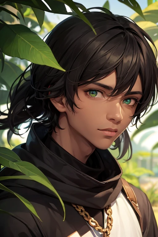 Black boy with green eyes