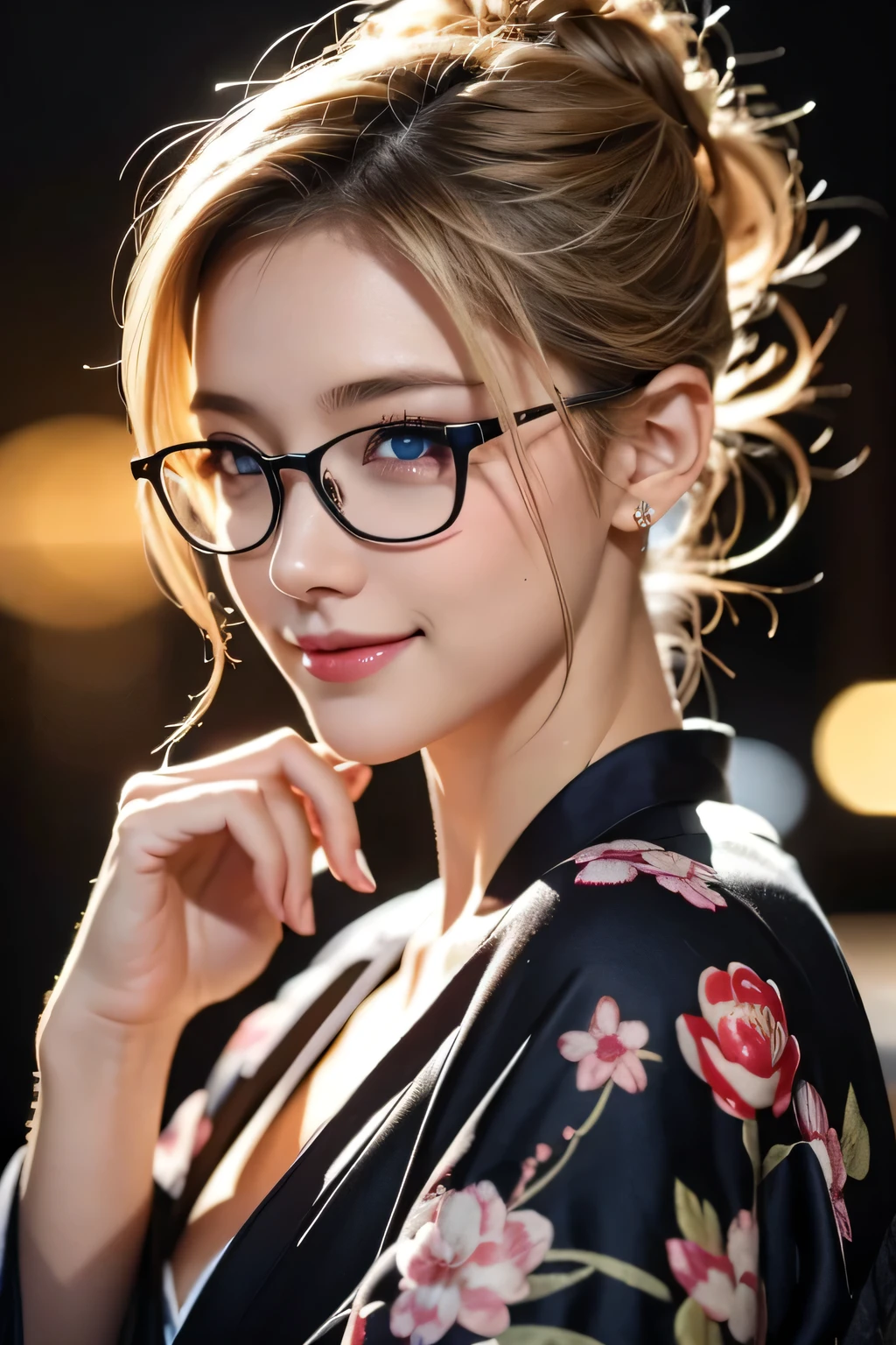 Wear glasses、Noble kimono、kimono、blue eyes、firework、blonde、Tattoos all over the body、Sexy Face、Sex Pose、short hair、Hair tied up、Wet、Covered in semen、Full body photo、Sexy Face、short hair、 A look of complete lust、(((masterpiece)))、((highest quality))、((Ultra-realistic))、Mature woman、Mature woman、perspective、Very detailed、The perfect temptation、Best image quality、Fine-grained image quality、beautiful、European, woman, French, woman Italian, Italian, smile、blue eyes、jewelry, blue eyes, Realistic, High resolution, Soft Light,Hip Up, Glowing Skin, (Detailed face),tattoo, jewelry, , night, blonde, Wavy Hair,attractive appearance, smile, Perfect Style,Ｄcup 、 Perfect balance, 