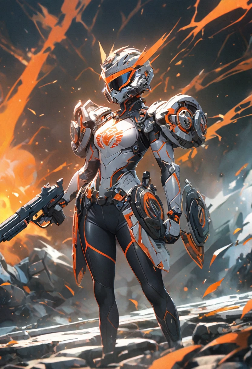 Battle Aesthetics, Streamlined cut, Metal decoration, Nano technology fabrics, High wear resistance, elasticity, Temperature adjustment, hand-made, Machine production, Dark, Chest pattern, Back to Logo, goggles, helmet, Waist equipment, multifunctional knife, Energy guns, confident, calm, decisive, fearless warrior, justice, kudos,(whole body), (whole body), Tights, Battle cloth,full (arms), Solitary, portrait  , (best quality, Extremely detailed)