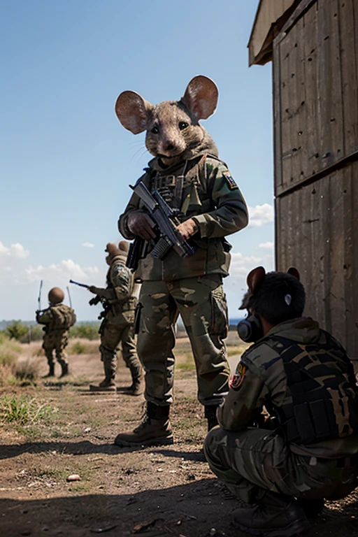 AI mouse soldiers in group with guns pic