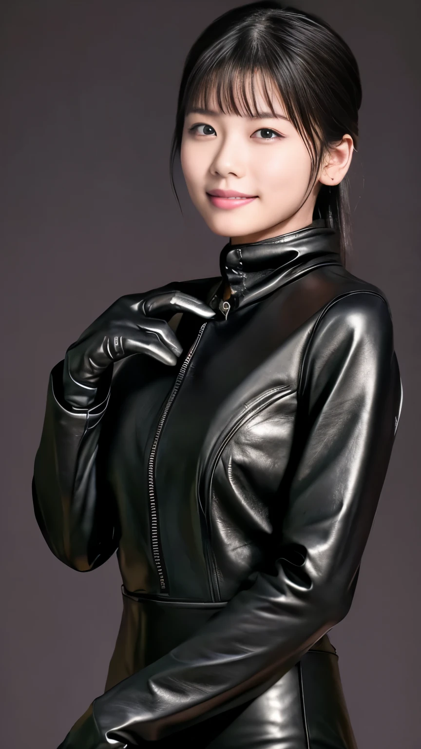 black leather rider jacket, Office in the Dark, Black leather gloved fingertips on both hands,Wearing black leather gloves,Sitting in a black leather chair、 Japanese female new recruits (Black leather gloves cover both hands) (The angle is horizontal)、Black Leather Pants,Black Leather Black Leather Pants,Black Leather Skinny Pants、Long black leather boots on both feet、Black Hair ((He wears black leather gloves on his hands))Full Body Photo,full body shot full body full body leather suit,☺If you turn in this direction。Wearing black leather gloves,Wearing black leather gloves,Wearing black leather gloves,Wearing black leather gloves,Wearing black leather gloves,Wearing black leather gloves,黒のレザーパンツが美しい😍黒のレザーパンツが美しい😍黒のレザーパンツが美しい,😍Smiling while looking at me,City lights、((Neon Cyberpunk City Street:1.3))、(Neon Light)、Detailed lighting、
Best image quality、Ultra-high resolution、(realism:1.4)、Korean Beauty Star、The most beautiful KPOP stars、face、Horny Korean Makeup、A body that makes you want to touch it、Realistic leather texture、Costume made of smooth leather fabric、The drape of the curved parts of the leather fabric、The costume is very shiny、Quality of the costume、8K Photo Quality