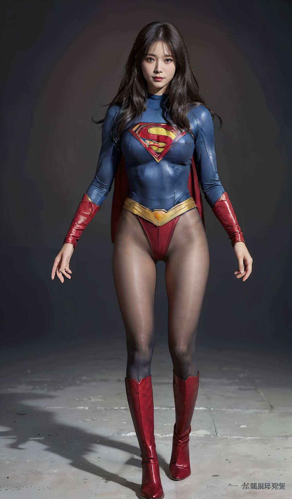 No background、(((Beautiful legs in black tights.)))、(((Legally express the beauty of your smile)))、((((Make the most of your original images)))、(((Body-hugging Supergirl costume)))、(((Supergirl Costume)))、(((Beautiful Hair)))、(((suffering)))、(((Please wear black tights....、Wear red boots)))、((Best image quality、8k))、((highest quality、8k、masterpiece:1.3))、(((Preserve background )))、Sharp focus:1.2、Beautiful woman with perfect figure:1.4、Slim Abs:1.2、Wet body:1.5、Highly detailed face and skin texture、8k