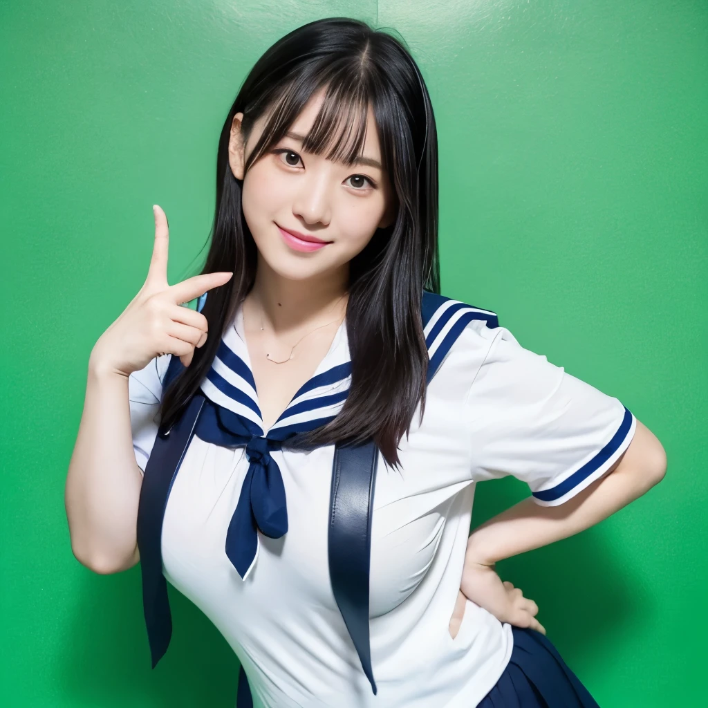 女の子1 person, alone, highest quality, 8k, Japanese women photos, 17 years old, kindergarten teacher, 長くてストレートなBlack Hair,, ((plump)), ((Big Breasts)),Sailor suit,Sailor suit,, The best smile,Grow eyes, Shining happiness, Caring personality, Sweet feminine aura, Calm but firm attitude, I have a few freckles on my cheeks, A spirit of warmth and joy, Discreet and perfect for class,Eyes shining with devotion, a humble and dedicated kindergarten teacher, 1 person,超Big Breasts,Big Breasts,Sailor suit,mini skirt,Black HairのストレートLong Hair,Long Hair,Black Hair,17 years old,valley,It's heartbreaking.,Cute pose,Cute pose,Purikura,Purikura,Finger Heart,The whole body was photographed,The whole body was reflected,Leather shoes,Green background,Green background,Green background,超Big Breasts,Big Breasts,Big Breasts,大きなvalley,valley,valley,胸のvalley,It's heartbreaking.,I can see your chest,Accentuated breasts,Big Breasts,Big Breasts
