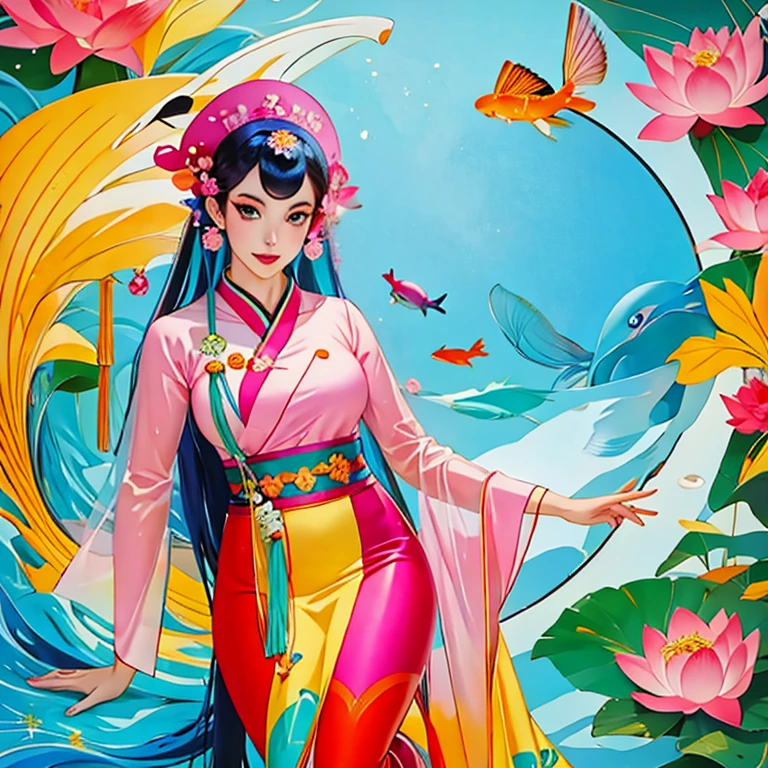Mermaid Man,Koi,巨大的Koi,Lotus