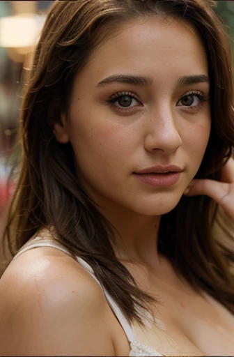 Full body cinematic photo, 35mm photograph, film, bokeh, professional, 4k, highly detailed, watercolor style portrait of realistic photo of Dani Daniels, face, eyes