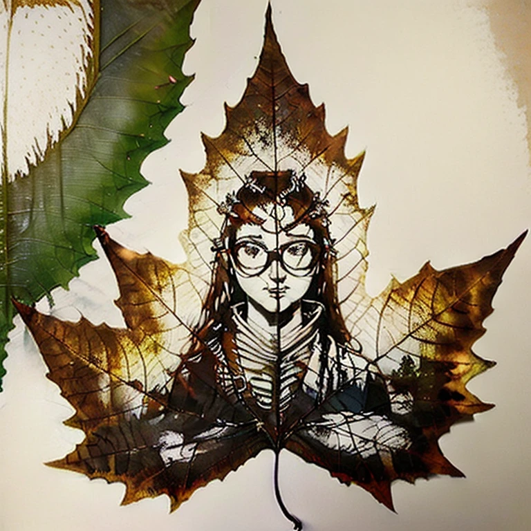 best quality, (simple background), (leaf:1.2), Art, (style of Justin Gerard:1.3)
(masterpiece, best quality:1.5), 
Band shirt, the Shire, Winter, \Futaba(Persona 5)