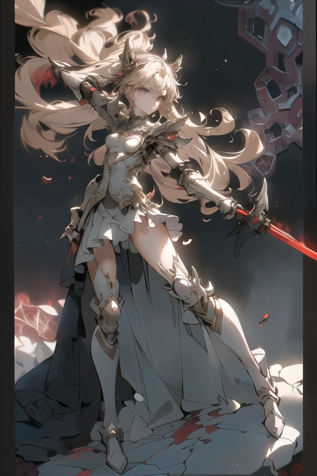 ((best quality)), ((masterpiece)), (detailed), perfect face official art, unity 8k wallpaper, ultra detailed, beautiful and aesthetic, masterpiece, best quality, (zentangle, mandala, tangle, entangle), (fractal art:1.3) , 1girl, extremely detailed, dynamic angle, cowboyshot, the most beautiful form of chaos, elegant, a brutalist designed, vivid colours, romanticism, Bloodborne inspired, occult aesthetic, occult, detailed and intricate steampunk and detailed gothic, NSFW, Very dramatic and cinematic lighting, cosmic horror, grim-dark, side-lighting, perfect face, a beaituful goddess valkyrie adorned and enshrined in armour, Bloodborne inspired valkyrie, occult aesthetic valkyrie, occult valkyrie, detailed and intricate steampunk and detailed gothic valkyrie, wielding a sword and holding a shield, NSFW, Fluttering lace flared long knee length dress with frilly petticoats, knee length dress, pleated petticoats, lolita dress, petticoats gothic lolita, side-lighting, gothic lolita aesthetic, beautiful small breasts, small breasts, full body, whole body, body, NSFW, full body, whole body, head-to-toe, Vivid colors, detailed armor, engraved metallic armor white and black with gold ascents , intricate designs on the armor, intricate armor engravings, imposing and powerful stance, fierce , flowing hair, dynamic pose, intense battle scene, fantasy setting, vibrant colors, dramatic lighting, epic atmosphere, mythical creatures in the background, magical effects surrounding the sword, attention to anatomy and facial features, iconic use of highlights and shadows, capturing emotion, masterful composition, portraying strong female characters, (1 Men 1.5),Hades,The Grim Reaper armed with a giant scythe,,(Hairstyles: Red curls,),Beard, Roman mythology,8k wallpaper,finely quality eyes,Right eyes,correct hand, Ultra-detailed, Beautiful and aesthetically pleasing, best qualityer, (s fractal art: 1.3), Machine detailed, dynamic angle, Cowboy shot, The most beautiful forms of chaos, e