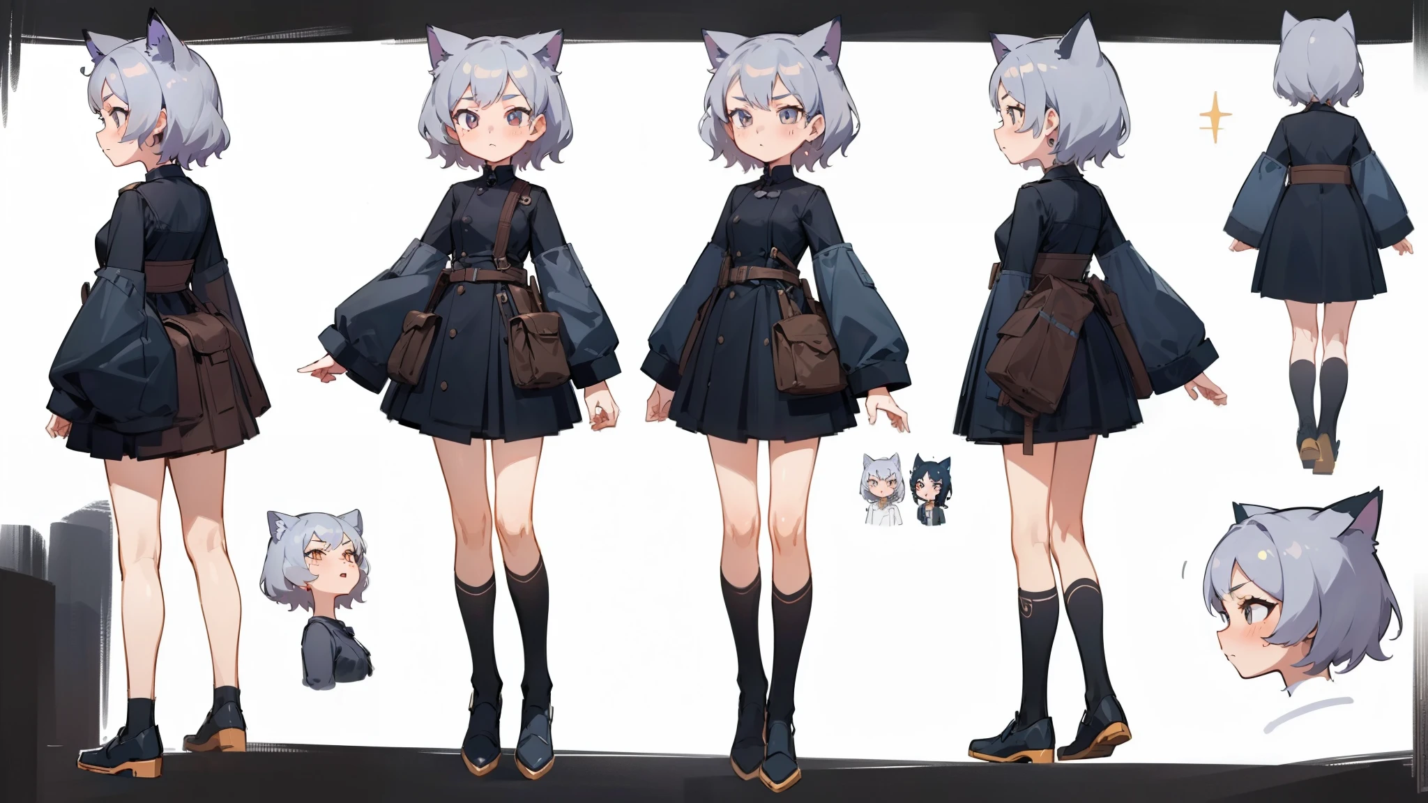 ((masterpiece, highest quality)), ((tsurime)),Detailed face, Character Sheet, Full Body Lesbian, One girl,show,Full of details, Various poses and expressions, Very detailed, depth, A graceful wild fox girl with mostly silver hair, Sparkling eyes, Delicate skin, 青い髪のYouTuberCharacter Sheet,Catwoman, whole body, sexy
