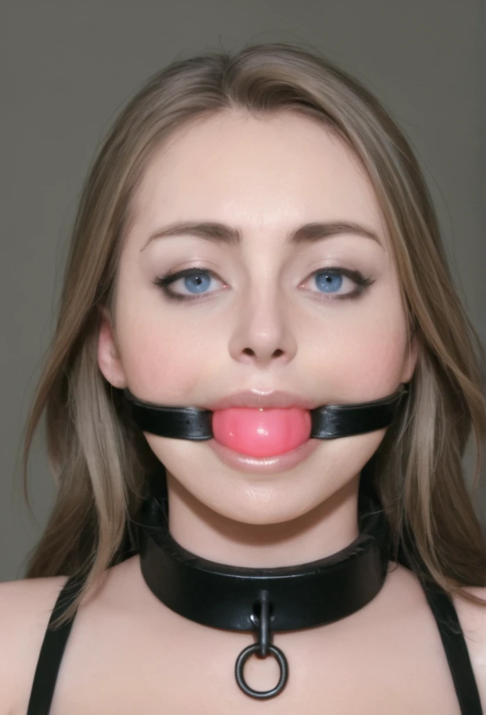 Camille Vasquez, (bdsm, bondage, wearing a ballgag, drool dripping, drool dangling,) cleavage, 8k, drool on chest, choker, drooling, realistic, torture, horror, breathplay, wet, long hair, breath control, medium breasts, sexy bra, drool all over